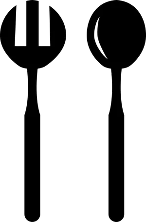 Black Forkand Spoon Silhouette PNG Image