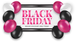 Black Friday Sale Balloons Banner PNG Image