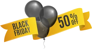 Black Friday Sale Balloons50 Percent Off PNG Image