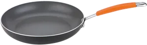 Black Frying Pan Orange Handle PNG Image