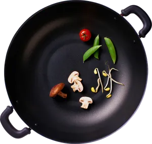 Black Frying Panwith Vegetables PNG Image