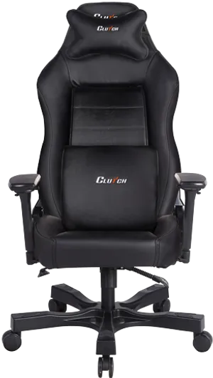 Black Gaming Chair Ergonomic Design PNG Image