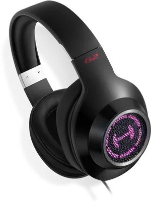 Black Gaming Headsetwith Purple Lighting G2 PNG Image