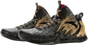 Black Gold Basketball Shoes PNG Image