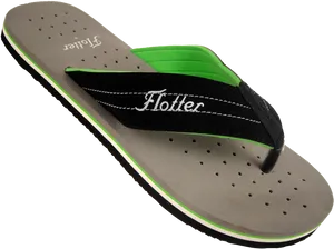 Black Green Flip Flop Sandal PNG Image