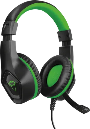 Black Green Gaming Headsetwith Microphone PNG Image