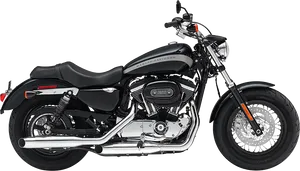 Black Harley Davidson Motorcycle Profile PNG Image