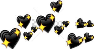 Black Heart Emoji Sparkles PNG Image