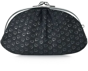 Black Heart Pattern Clasp Purse PNG Image