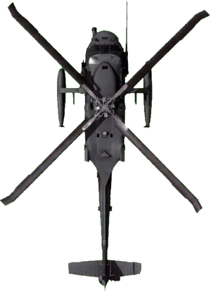 Black Helicopter Top View PNG Image