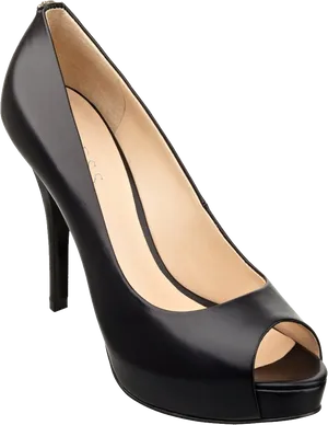 Black High Heel Peep Toe Pump PNG Image