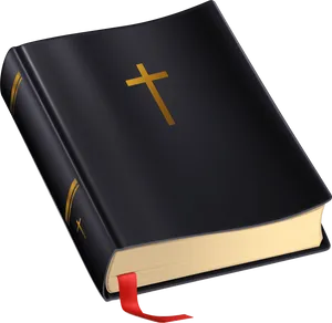 Black Holy Biblewith Golden Cross PNG Image