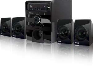 Black Home Theater Speaker System PNG Image