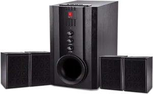 Black Home Theater Speaker System PNG Image