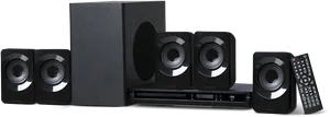 Black Home Theater System Setup PNG Image