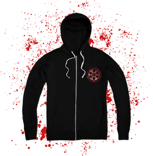 Black Hoodie Red Splatter Design PNG Image