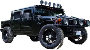 Black Hummer H1 Offroad Vehicle PNG Image