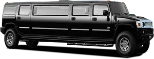 Black Hummer Limousine Side View PNG Image