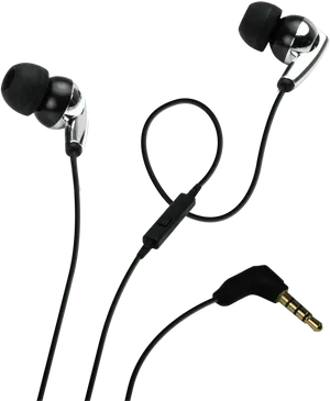 Black In Ear Earphoneswith Mic PNG Image