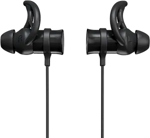 Black In Ear Sports Earbuds PNG Image