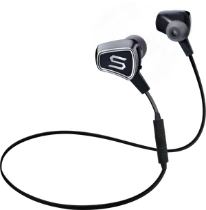 Black In Ear Wired Earphones PNG Image