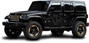 Black Jeep Wrangler Side View PNG Image