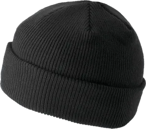 Black Knit Beanie Hat PNG Image