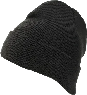 Black Knit Beanie Hat PNG Image