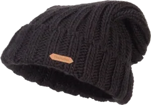 Black Knitted Beanie Hat PNG Image