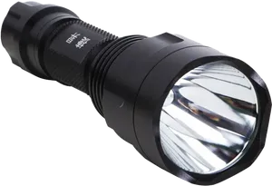 Black L E D Flashlight Isolated PNG Image