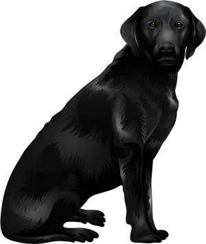 Black Labrador Retriever Vector PNG Image