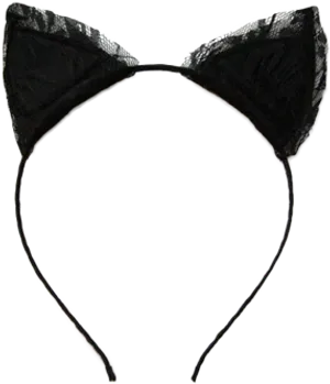 Black Lace Cat Ears Headband PNG Image