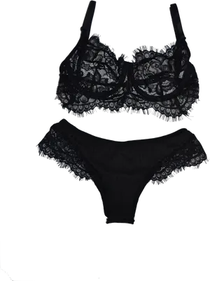 Black Lace Lingerie Set PNG Image