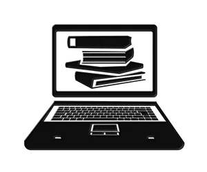 Black Laptop Books Concept Art PNG Image