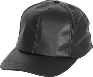 Black Leather Baseball Cap PNG Image