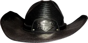 Black Leather Cowboy Hat Harley Davidson PNG Image