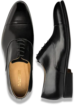 Black Leather Dress Shoes Topand Side View PNG Image