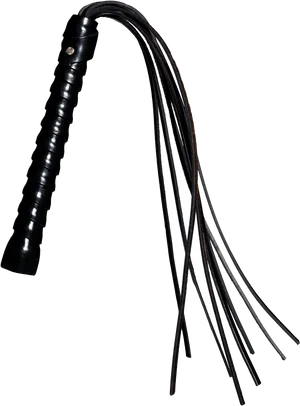 Black Leather Flogger Whip PNG Image