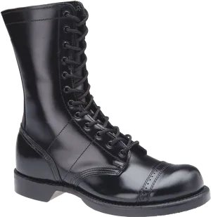 Black Leather Military Boot PNG Image