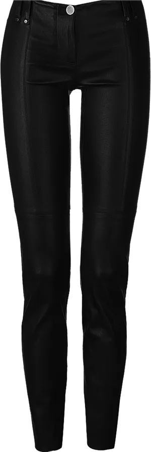 Black Leather Pants Front View PNG Image
