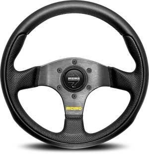 Black M O M O Racing Steering Wheel PNG Image