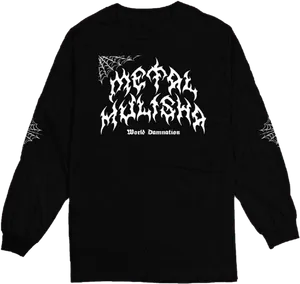 Black Metallica World Domination Long Sleeve Shirt PNG Image