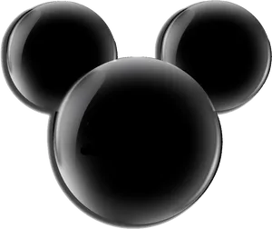 Black Mickey Mouse Ears Icon PNG Image