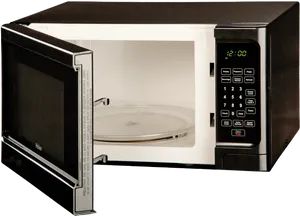 Black Microwave Oven Open Door PNG Image