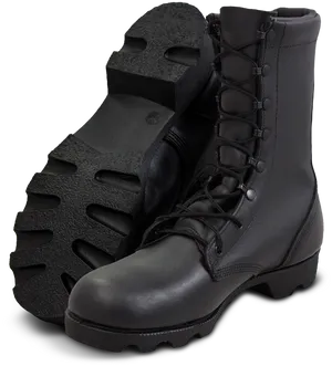 Black Military Boots PNG Image