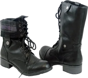 Black Military Combat Boots PNG Image