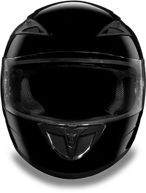 Black Motorcycle Helmet Front View PNG Image