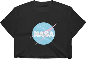 Black N A S A Logo Crop Top Shirt PNG Image