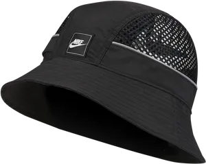 Black Nike Bucket Hatwith Mesh Panel PNG Image