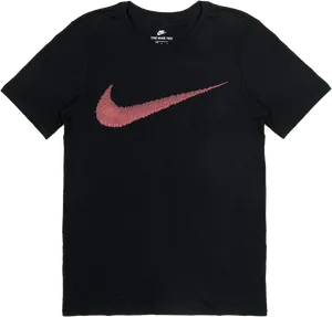 Black Nike T Shirt With Swoosh PNG Image